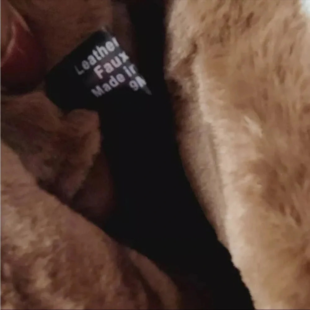 NEW J/Slides Selene Boots, Waterproof Leather, Taupe Size 7.5 Faux Fur Lined